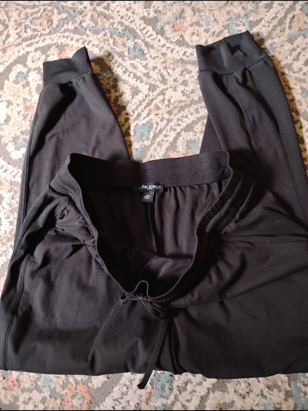 Cynthia Rowley Black Track Joggers With Pockets And Drawstring - Picture 2 of 4